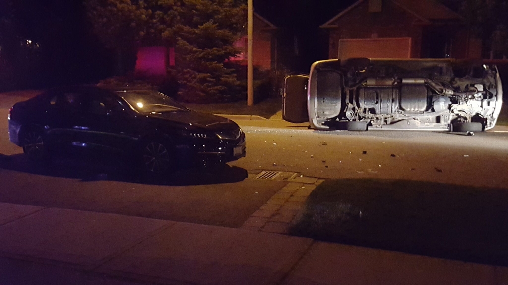 Flipped car